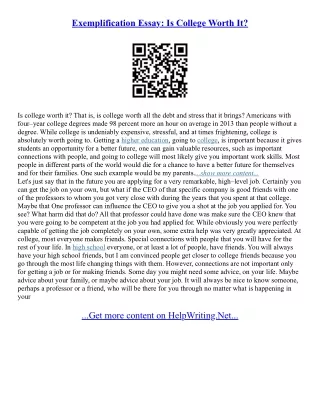 Exemplification Essay