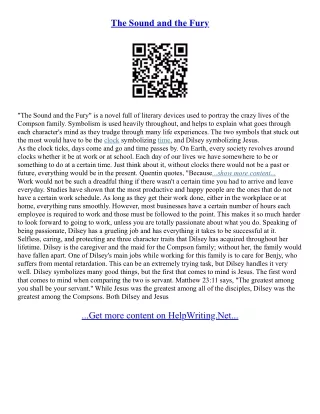 The Sound And The Fury Essay