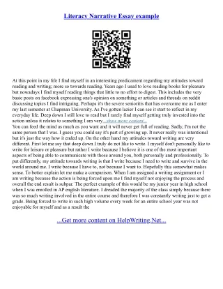 Narrative Essays Examples For High School
