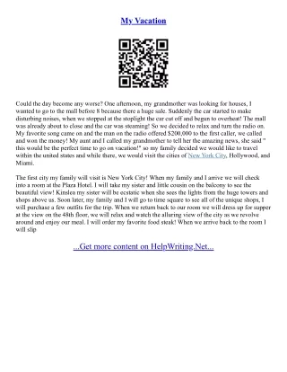 My Vacation Essay In French