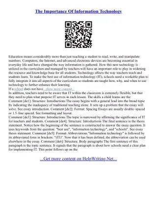 Information Technology Essay Topics