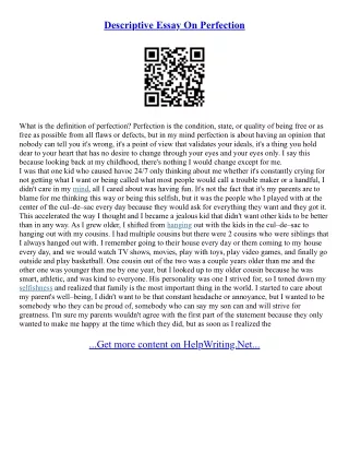 Perfect Essay Format