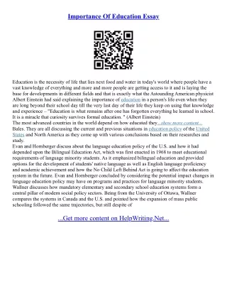 Essay Importance Of Education