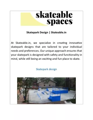 Skatepark Design  Skateable.in