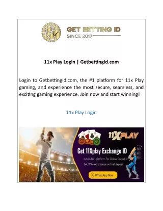 11x Play Login  Getbettingid