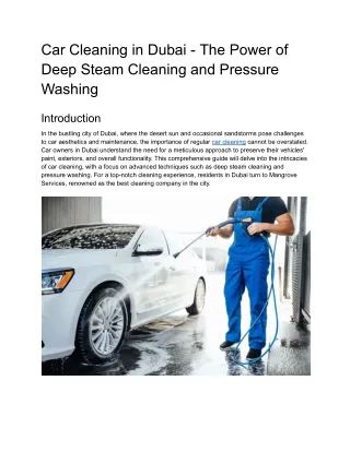 Car Cleaning in Dubai - The Power of Deep Steam Cleaning and Pressure Washing