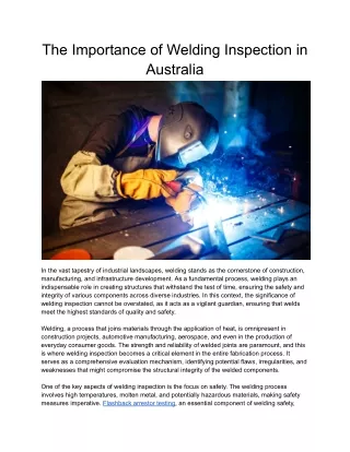 The Importance of Welding Inspection in Australia