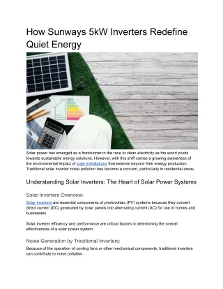 How Sunways 5kW Inverters Redefine Quiet Energy