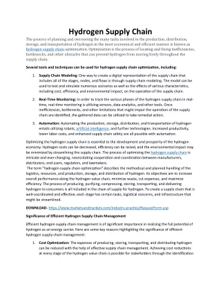 Hydrogen Supply Chain