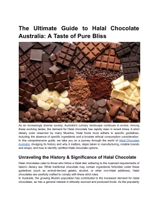 The Ultimate Guide to Halal Chocolate in Australia- A Taste of Pure Bliss