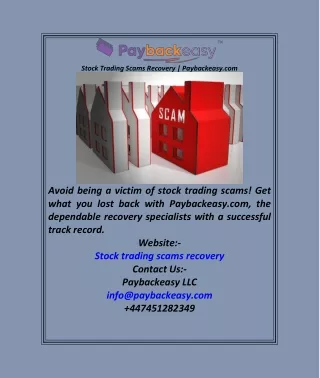 Stock Trading Scams Recovery  Paybackeasy.com