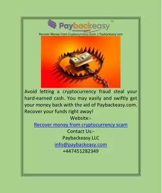 Recover Money From Cryptocurrency Scam  Paybackeasy.com