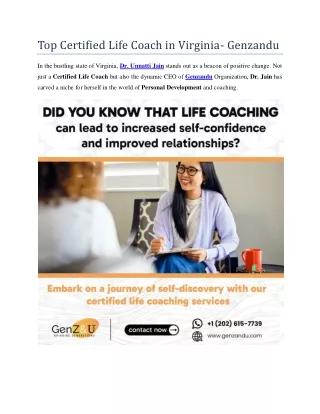 Top Certified Life Coach in Virginia - Genzandu