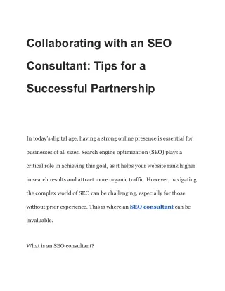 Collaborating with an SEO Consultant_ Tips for a Successful Partnership