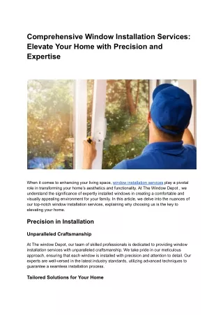 Comprehensive Window Installation Services_ Elevate Your Home with Precision and Expertise