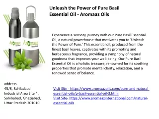 Unleash the Power of Pure Basil Essential Oil - Aromaaz Oils