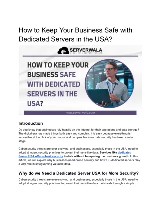 How to Keep your Business Safe with Dedicated Servers in the USA_