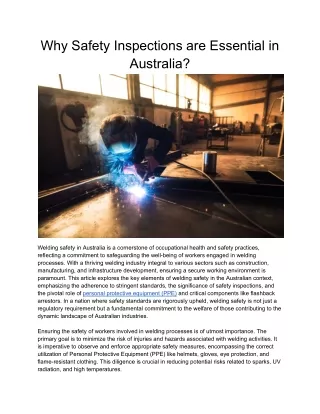 Why Safety Inspections are Essential in Australia