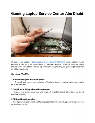 Gaming Laptop Service Center Abu Dhabi