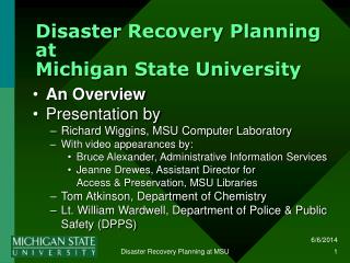 Disaster Recovery Planning at Michigan State University