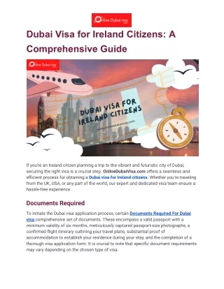 Dubai Visa for Ireland Citizens-A Comprehensive Guide