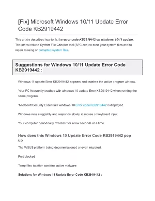 [Fix] Microsoft Windows 10_11 Update Error Code KB2919442