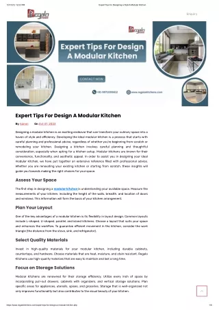 Expert Tips For Design A Modular Kitchen