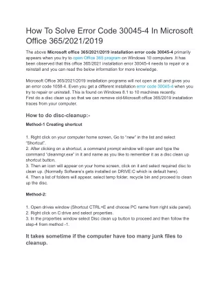 How To Solve Error Code 30045-4 In Microsoft Office 365_2021_2019