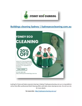 Buildings cleaning Sydney | Sydneyecocleaning.com.au