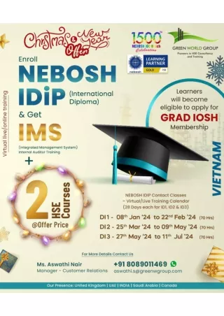 we Deliver Different Training methodology -Nebosh I DIP Course in Vietnam  with GWG