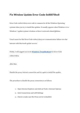 Fix Window Update Error Code 0x80070bc9