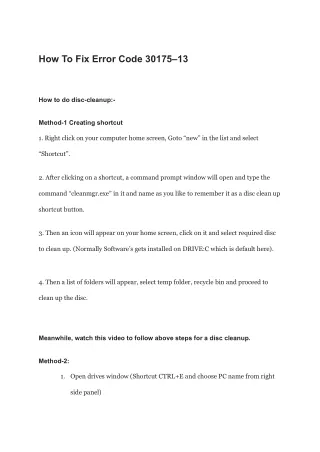 How To Fix Error Code 30175–13