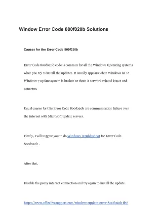 Window Error Code 800f020b Solutions