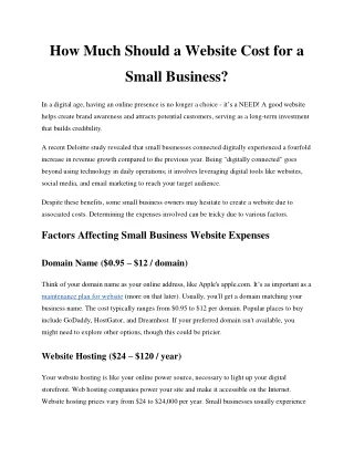 How Much Should a Website Cost for a Small Business