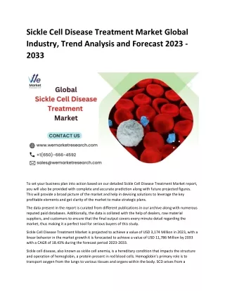 Sickle Cell Disease Treatment Market