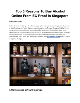 Top 5 Reasons To Buy Alcohol Online From EC Proof In Singapore