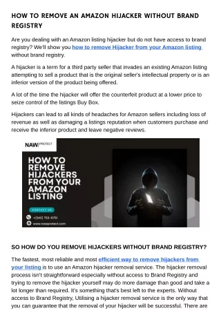 HOW TO REMOVE AN AMAZON HIJACKER WITHOUT BRAND REGISTRY