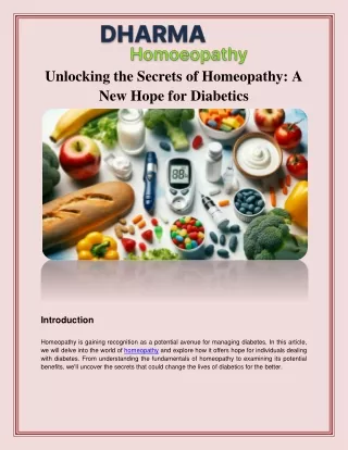 Unlocking the Secrets of Homeopathy A New Hope for Diabetics