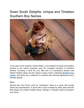 Southern Charm: Timeless and Endearing Boy Names Rooted in Southern Tradition