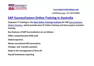 SAP SuccessFactors Online Training in Australia