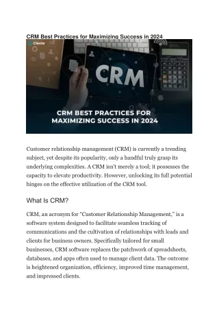CRM Best Practices for Maximizing Success in 2024