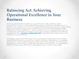 Achieving Operational Excellence in Your Business