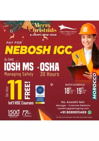 Common Success Stories about Nebosh course in Morocco with Green World Group