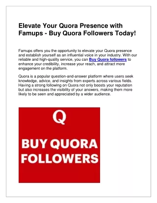 Buy Quora Followers