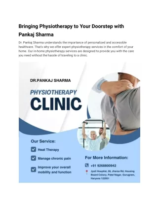 Physiotherapy at Home Service  Dr. Pankaj Sharma .