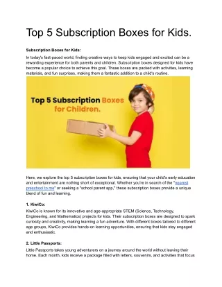 Top 5 Subscription Boxes for Kids