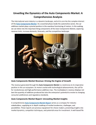 Driving Forces: Unraveling Auto Components Market Growth Factors