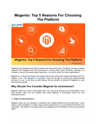 Top 5 Benefits of Magento for eCommerce | Hire Magento 2 Developer