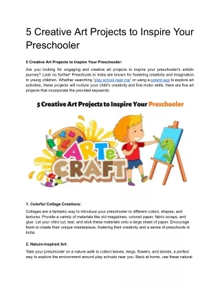 5 Creative Art Projects to Inspire Your Preschooler