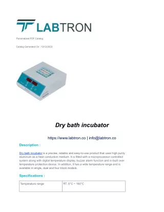 Dry bath incubator